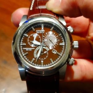 Citizen Eco-Drive Briwn Strap/Face Chronograph